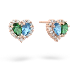 Lab Emerald Halo 14K Rose Gold earrings E7008