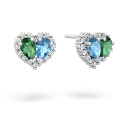 Lab Emerald Halo 14K White Gold earrings E7008