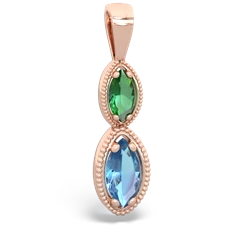 Lab Emerald Antique-Style Halo 14K Rose Gold pendant P5700