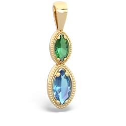 Lab Emerald Antique-Style Halo 14K Yellow Gold pendant P5700