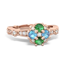 Lab Emerald Sparkling Tiara Cluster 14K Rose Gold ring R26293RD