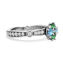 Lab Emerald Sparkling Tiara Cluster 14K White Gold ring R26293RD