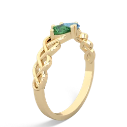 Lab Emerald Heart To Heart Braid 14K Yellow Gold ring R5870