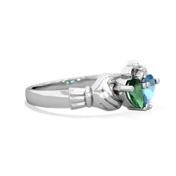 Lab Emerald 'Our Heart' Claddagh 14K White Gold ring R2388