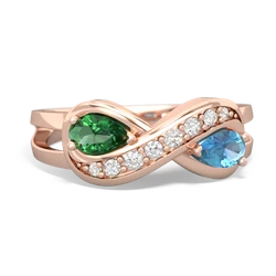 Lab Emerald Diamond Infinity 14K Rose Gold ring R5390