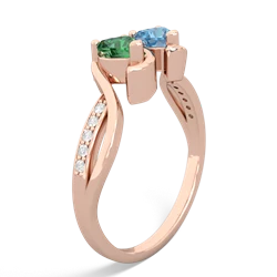 Lab Emerald Side By Side 14K Rose Gold ring R3090