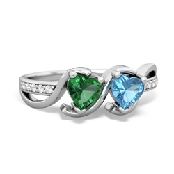 Lab Emerald Side By Side 14K White Gold ring R3090