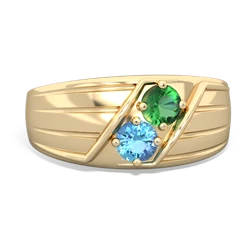 Lab Emerald Men's Streamline 14K Yellow Gold ring R0460