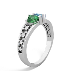 Lab Emerald Heart To Heart 14K White Gold ring R3342