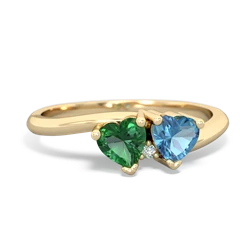 Lab Emerald Sweethearts 14K Yellow Gold ring R5260