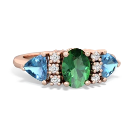 Lab Emerald Antique Style Three Stone 14K Rose Gold ring R2186