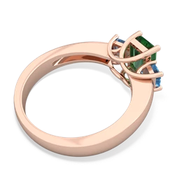 Lab Emerald Three Stone Emerald-Cut Trellis 14K Rose Gold ring R4021