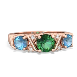 Lab Emerald Hugs And Kisses 14K Rose Gold ring R5016