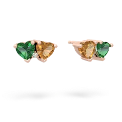 Lab Emerald Sweethearts 14K Rose Gold earrings E5260