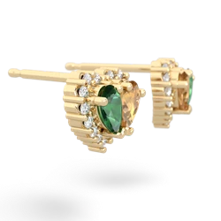 Lab Emerald Halo 14K Yellow Gold earrings E7008