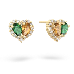 Lab Emerald Halo 14K Yellow Gold earrings E7008