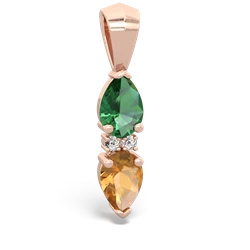 Lab Emerald Bowtie Drop 14K Rose Gold pendant P0865