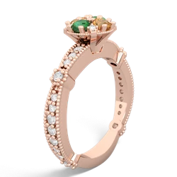 Lab Emerald Sparkling Tiara Cluster 14K Rose Gold ring R26293RD