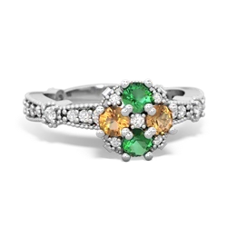 Lab Emerald Sparkling Tiara Cluster 14K White Gold ring R26293RD