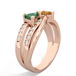 Lab Emerald Bowtie 14K Rose Gold ring R2360