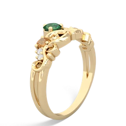 Lab Emerald Crown Keepsake 14K Yellow Gold ring R5740