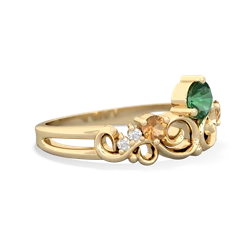 Lab Emerald Crown Keepsake 14K Yellow Gold ring R5740