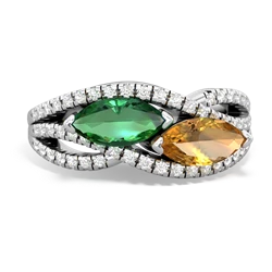 Lab Emerald Diamond Rivers 14K White Gold ring R3070