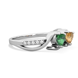 Lab Emerald Side By Side 14K White Gold ring R3090