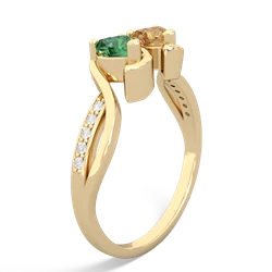 Lab Emerald Side By Side 14K Yellow Gold ring R3090