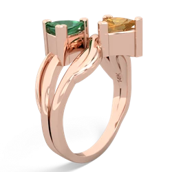 Lab Emerald Split Band Swirl 14K Rose Gold ring R2341