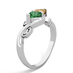 Lab Emerald Floral Elegance 14K White Gold ring R5790