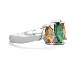 Lab Emerald Three Peeks 14K White Gold ring R2433