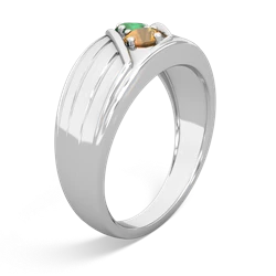 Lab Emerald Men's Streamline 14K White Gold ring R0460