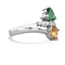 Lab Emerald Heart To Heart 14K White Gold ring R2064