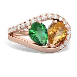 Lab Emerald Nestled Heart Keepsake 14K Rose Gold ring R5650