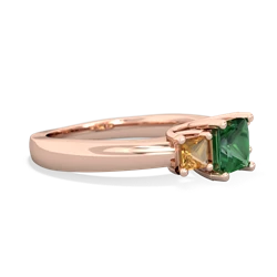 Lab Emerald Three Stone Trellis 14K Rose Gold ring R4015