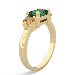 Lab Emerald Three Stone 14K Yellow Gold ring R5235