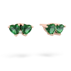 Lab Emerald Sweethearts 14K Rose Gold earrings E5260