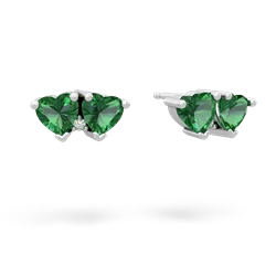 Lab Emerald Sweethearts 14K White Gold earrings E5260