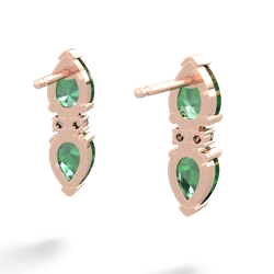 Lab Emerald Bowtie Drop 14K Rose Gold earrings E0865