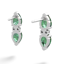 Lab Emerald Bowtie Drop 14K White Gold earrings E0865