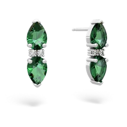 Lab Emerald Bowtie Drop 14K White Gold earrings E0865