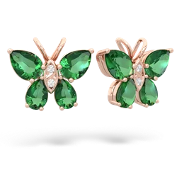 Lab Emerald Butterfly 14K Rose Gold earrings E2215