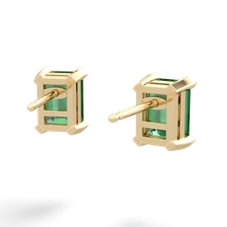 Lab Emerald 7X5mm Emerald-Cut Stud 14K Yellow Gold earrings E1856