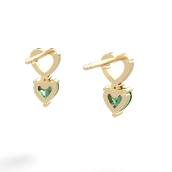 Lab Emerald Four Hearts 14K Yellow Gold earrings E2558