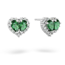 Lab Emerald Halo 14K White Gold earrings E7008