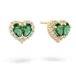 Lab Emerald Halo 14K Yellow Gold earrings E7008