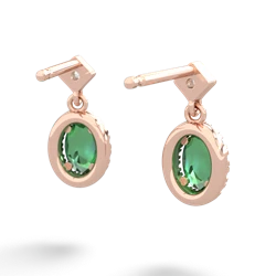 Lab Emerald Antique-Style Halo 14K Rose Gold earrings E5720