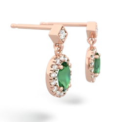 Lab Emerald Antique-Style Halo 14K Rose Gold earrings E5720