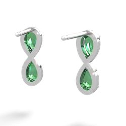 Lab Emerald Infinity 14K White Gold earrings E5050